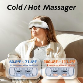 ZOESMIEN Eye Massager with Heat and Cooling, Christmas Birthday Presents for Women&Men, Massaging Eye Mask for Migraines, Foldable Eye Massager with Bluetooth and Pressing Function, Relieve Fatigue