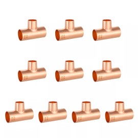 Efield 10 PCS EFIELD 1"X 1" X3/4" C X C X C Tee Copper Solder Fittings, Lead Free