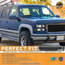 WEELMOTO Headlights For 94-98 GMC C/K Sierra 1500 2500 3500, for 1994-1999 GMC C/K 1500 2500 Suburban Yukon Replacement Headlamp+Signal Corner Lights Lamps+Bumper Signal Lights (Do Not Fit Chevy)