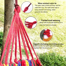 Single/Double Outdoor Garden Camping Hammock,1/2 Person Hammock Canvas Soft Swing Sleeping Portable with Carrying Bag for Patio Yard Garden Backyard Porch Travel Red