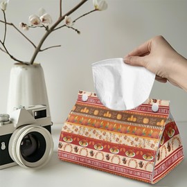 ZDCUSTOM Maple Leaf Pumpkin Turkey Tissue Box Holder Tissue Box Cover with Snap Button Opening Long Leather Tissue Bag for Thangkgiving Decorations
