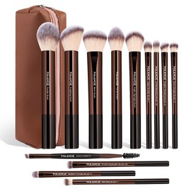 MAANGE 13 PCS Makeup Brushes Professional Travel Makeup Brush Set with Case (Coffee)
