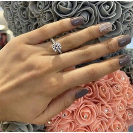 Moissanite Rings 2PCS Engagement Rings Set for Women | 2 Carat Oval Cubic Zirconia Wedding Sets | Wedding Band Ring | Promise Rings for Her 18K White Gold Plated Jeelry Gifts Size 6-10 Size 7