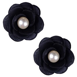 2 PCS Pearl Flower Shoe Clips Detachable Flower Shoe Buckles Shoe Accessories Shoe Decorations for High Heels Pumps Black