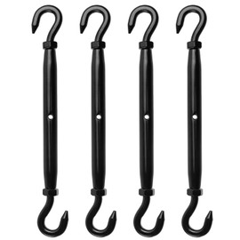 Antrader Turnbuckle Hook and Hook,4Pcs M6 Double Hook Turnbuckle Heavy Duty Turnbuckles Cable Turnbuckle Stainless Steel Turnbuckles Black Turnbuckle for Wire Rope Tension