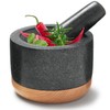 Mortar and Pestle Set 2 Cups with Detachable Anti-Scratch Wood