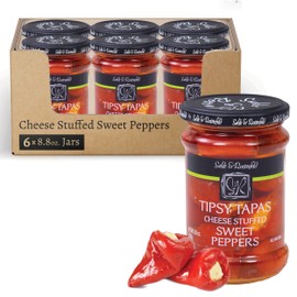 Sable & Rosenfeld Tipsy Tapas Cheese Stuffed Sweet Peppers in a Jar 8.8 oz (Pack of 6), Hand-Stuffed with Cream Cheese, Gluten-Free Gourmet Appetizer