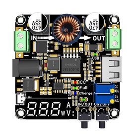 VFAN DC-DC Buck Converter Step Down Voltage Regulator Adjustable DC12V/24V/30V DC8V-35V to DC1.3V-32V 5V 12V 24V 5A Power Supply Volt Reducer Transformer Module Board with USB Port Protective Case