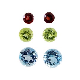 Myhealingworld Multi Stone AAA quality calibrated round 4mm 5mm and 6mm Brilliant Cut Loose gemstone Crystals Chakra Healing for making jewelry Mix Color Box Pack of 6 stone, BOX 27–Garnet 2, Peridot