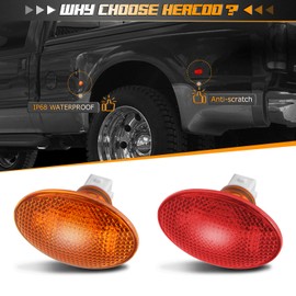 HERCOO Luces LED de doble cama; luces laterales delanteras y traseras compatibles con Ford 1999-2010, F350, F450, F550, Super Duty