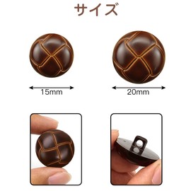 LIANHATA Leather Buttons, Brown Basket Shape Suit Buttons, Blazer, Suit, Coat, Jacket, Cuffs, Buttons(20mm)