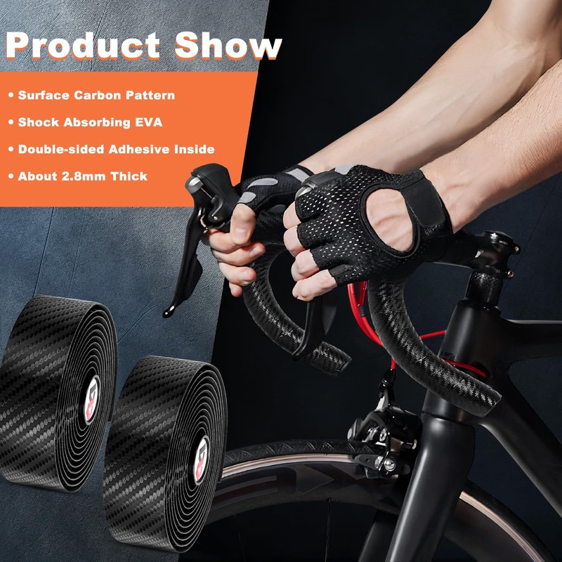 Cableet Bike Handlebar Tape with Carbon Effect Anti-Slip Shock Absorbing