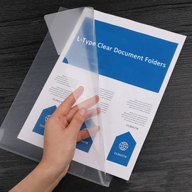 GOMRQING Clear Document Folder Copy Safe Project Pockets fits 8.5x11 Inches Letter Size US Paper,L-Type Clear Plastic Resume File Poly Jacket Sleeves Folders Organizer in Transparent 10 Pack