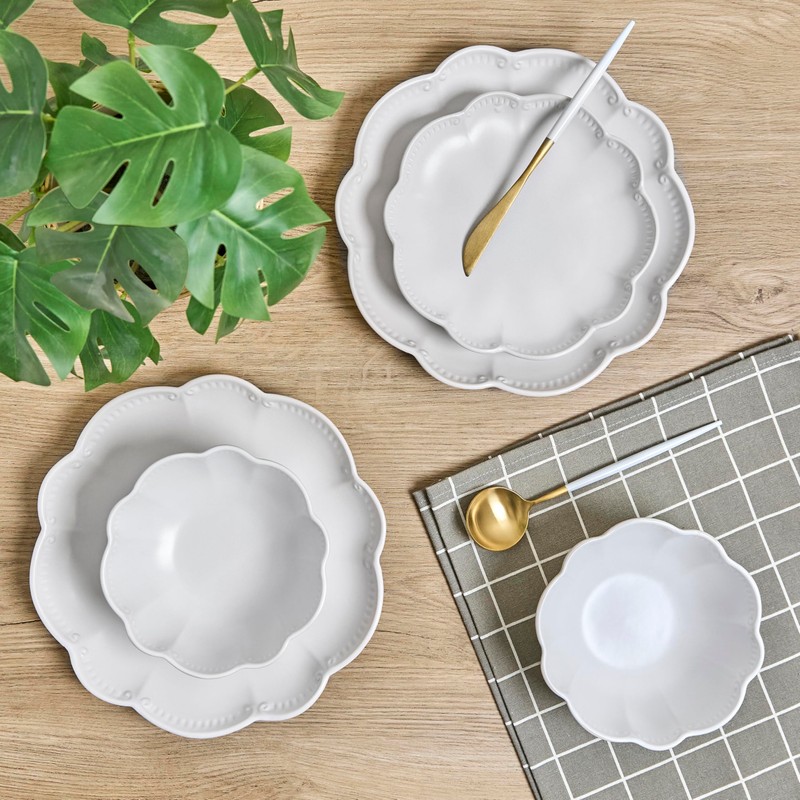 Sango 12 Pieces Stoneware Dinnerware Set, Modern Reactive Blue Dishes