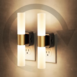 JandCase LED Night Light, 2 Pack Night Lights Plug into Wall, 3000K Soft White, 0-100LM Adjustable Brightness, 180° Rotating Plug in Night Light with Auto Light Sensor for Bedroom Bathroom Hallway