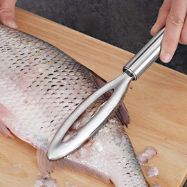 Fish Scale Remover，homeey 304 Stainless Steel Fish Scale Scraper, Ergonomic Handle Design for Fast Scales Peeling