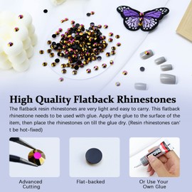 Briskbloom 1000PCS 6mm Resin Flatback Rhinestone, Gold Rose AB Color Flatback Jelly Resin Rhinestones for Mugs, Bottles, Tumblers, Craft Decoration, Loose Bling Glitter Diamond Stone