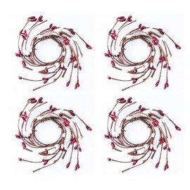 KMI Floral Flower Napkin Rings, 1.5" - Set of 4 Spring Napkin Rings, Red and Cream Fake Berries, Farmhouse Decor, Dining Table Accessories for Everyday and Holidays, Christmas, Thanksgiving, Easter