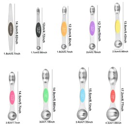 KCTOAMZ Juego de 9 Cucharas Medidoras Magnéticas de Acero Inoxidable, Apilables y Doble Cara para Ingredientes Secos/Líquidos, con Etiquetas y Escalas, Ideal para Cocina y Repostería