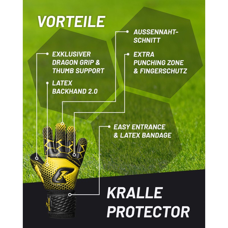 CATCH & KEEP Goalkeeper Gloves Children's Claw Protector Yellow Size