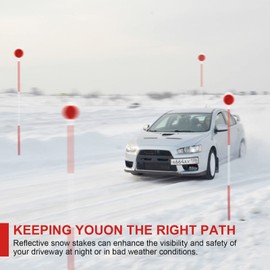 JAOTREL Driveway Reflectors Markers for Snow Plowing, 36-48" Reflective Driveway Steel Metal Reflective Post, Double-Sided High Visible Rustproof Design(4 pack)