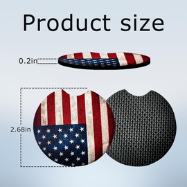 LKAHG 2PCS Car Cup Holder Coasters, American Flag Anti-Slip Waterproof Auto Insert Cup Holder Pads, Vehicle Interior Decor Embedded Drink Mat Accessories, Universal for RV, SUV, Truck (Red)