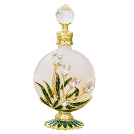 Yetaha Exquisite Maple Leaf Decorative Glass Bottles, Crystal Refillable Perfume Bottles, Maple Leaf Pattern Design Resembling a Peacock for Decorations, Personal Effects Gifts, 30ML Green White