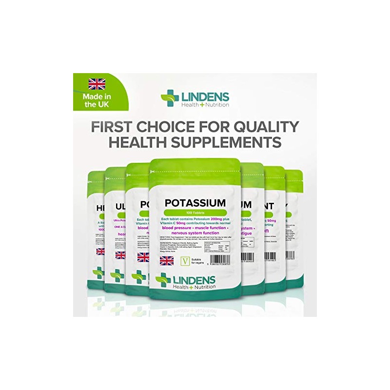 Lindens Potassium 200mg Tablets with 50mg Vitamin C - 100