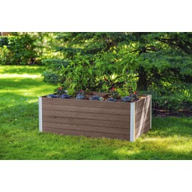 Vita Urbana 3 Foot x 5 Foot Embossed Vinyl Keyhole Garden with Composting Basket, Espresso Brown, Woodgrain, PVC, BPA and Pthalate Free, VT17502