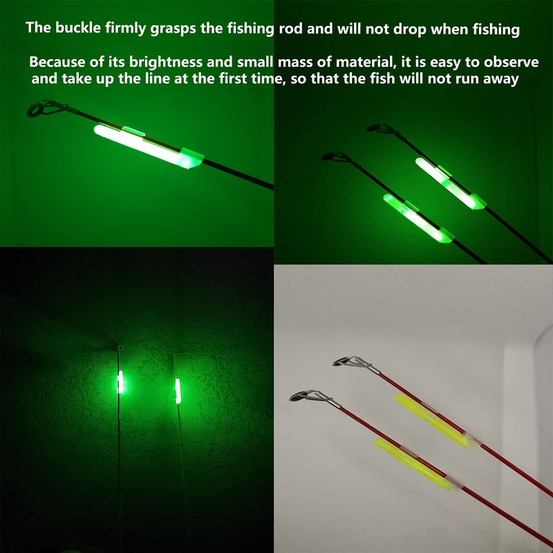 LINGUANG Clip On 20PCS Bulk Fishing Glow Sticks for Rod