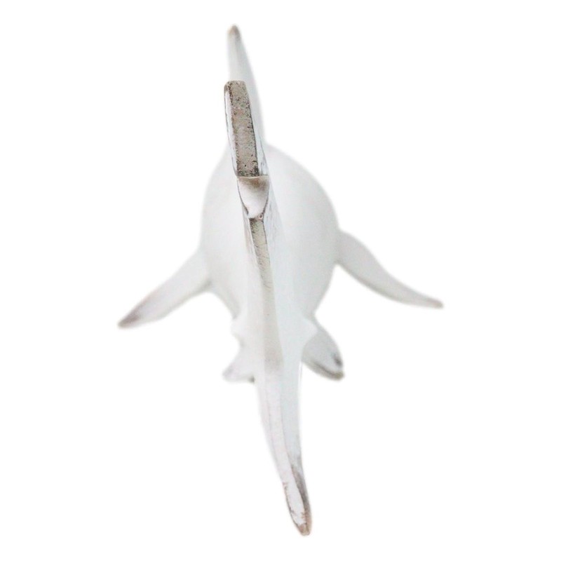 Nautical Ocean Marine Great White Shark Swimming Antiqued White Figurine