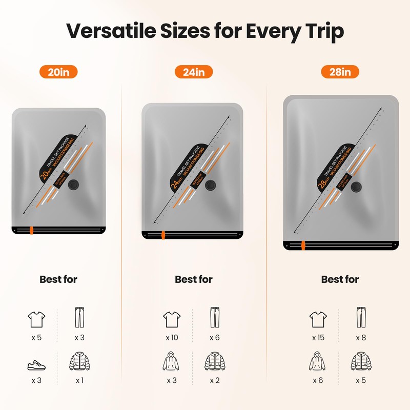 LEAFORY Travel Vacuum Storage Bags with Cordless Rechargeable Electric Pump,