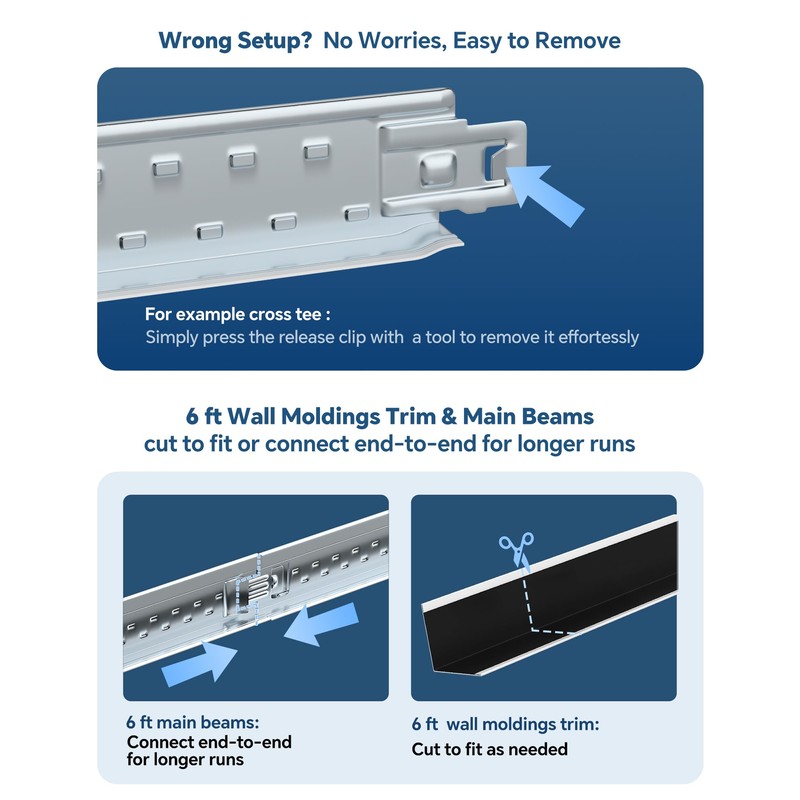 32 Sq.Ft Drop Ceiling Grid System kit, Whtie Galvanized Steel