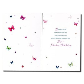 Special Friend Birthday Card - Multicoloured Butterflies with Foil 7.75x5.25"