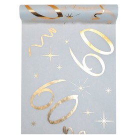 Santex Table Runner White / Gold 60 Years 30 cm x 5 m Decorative Fabric Banner Table Runner
