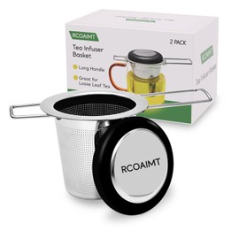 RCOAIMT, 2pack Tea Filter, Tea Strainer, Stainless Steel Tea Infuser With Long Foldable Handle, For Loose Leaf Tea And Coffee, Greate For Hanging On Teapots, Mugs, Cups