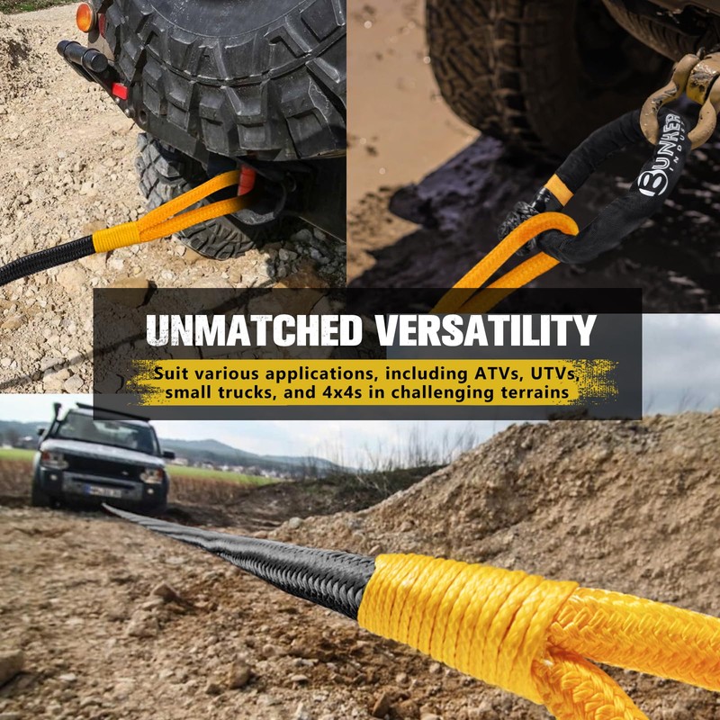 BUNKER INDUST 1.25"×20ft Kinetic Recovery Rope with 2 Soft Shackle