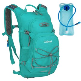 Mochila de hidratación para senderismo con vejiga de agua de 2 l, (azul claro)