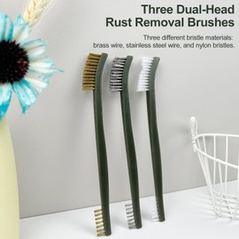 6-Piece Rust Removal Brushes Set for Metal Cleaning, Welding Slag and Paint Removal, Stainless Steel & Nylon & Brass Brushes for Rust, Dirt, and Surface Cleaning
