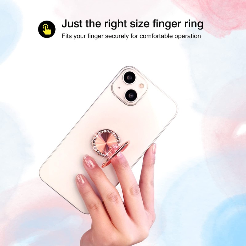 [2 Pack] Concentric Circular Texture Diamond Setting Cell Phone Ring