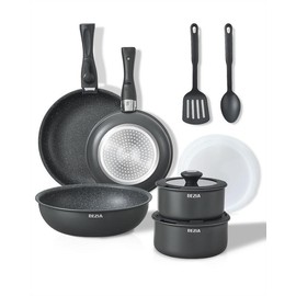 BEZIA Induction Cookware Set 13 Pieces, Nonstick Pots and Pans Set with Removable Handles, for All Hobs, Stackable Design, Dishwasher/Oven Safe, PFAS Free