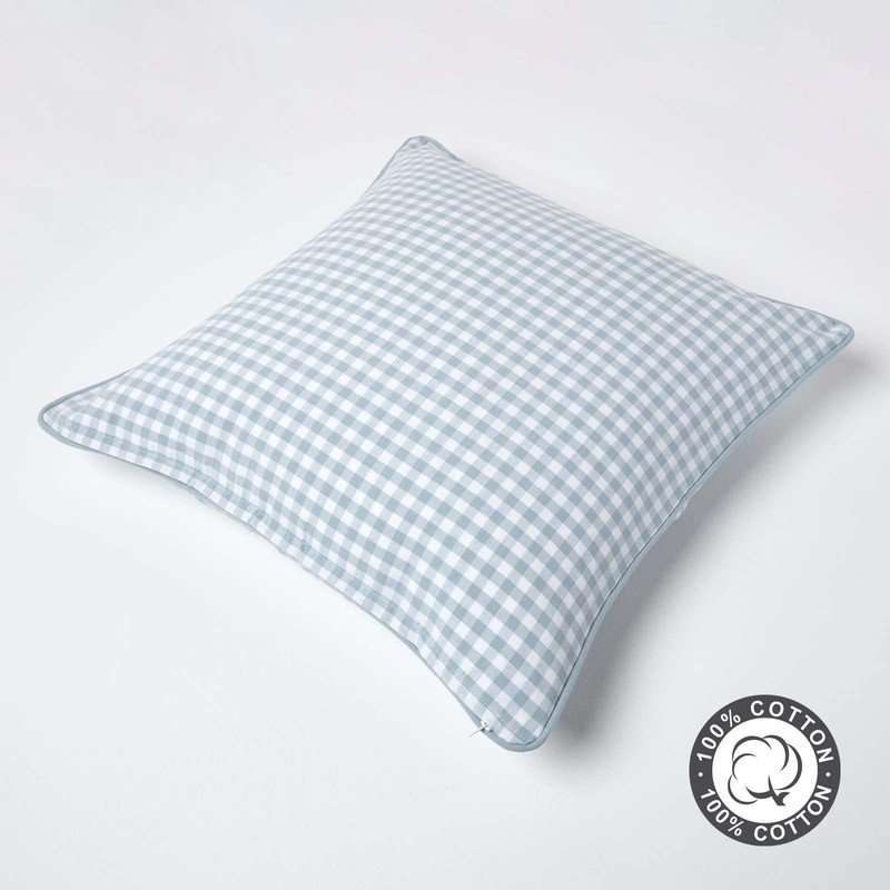 HOMESCAPES - 100% Cotton - Gingham Check - Large Cushion