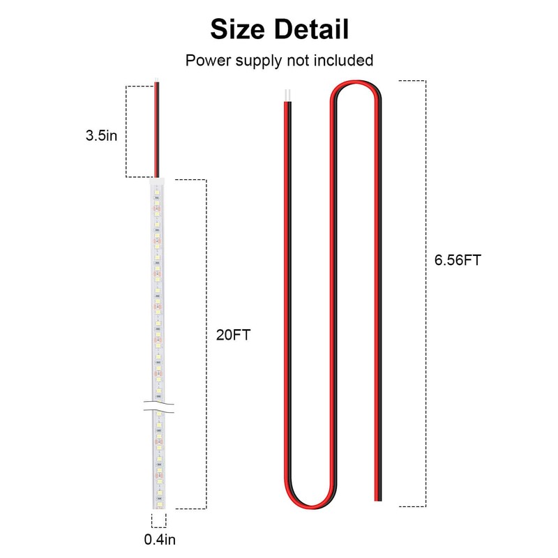 LLTOP RV Awning Lights 12vdc 20ft White Exterior LED Strip