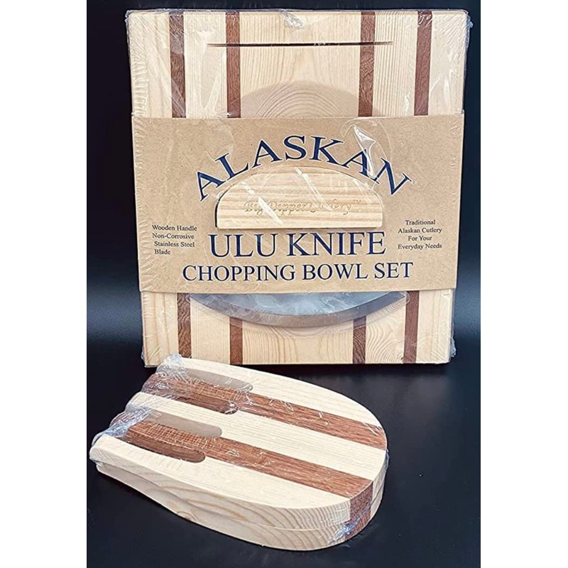 Alaska Ulu Knife and Chopping Bowl with Salad Claws