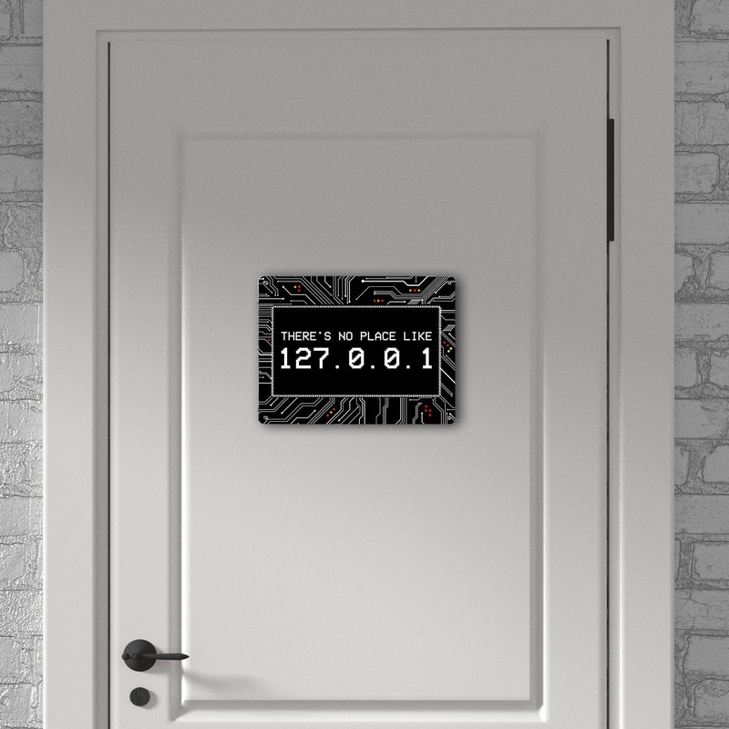 Localhost Metal Sign with IP Address 127.0.0.1 in White