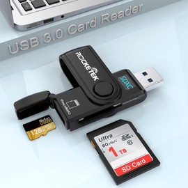 2-in-1 USB SD Card Reader,USB 3.0 Memory Card Reader for SD/SDXC/SDHC/MMC/RS-MMC/TF/Micro SDXC/Micro SDHC/UHS-I Fast Reader/Writer 2 Cards Simultaneously,Micro SD Card Reader for Mac/Windows/Linux