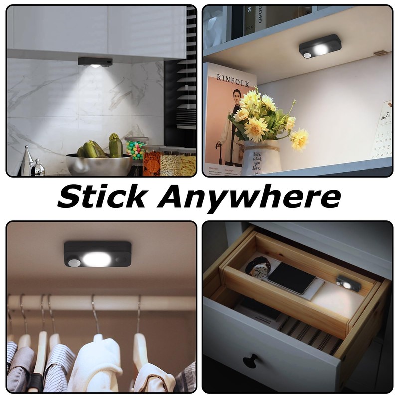NIEGNOWOO LED Motion Sensor Puck Lights, Rechargeable Cabinet Lights, Stick