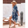 Women's Beach Hawaii Flowy Dress Kimono Cardigans Summer Bikini Coverups(04-Blue