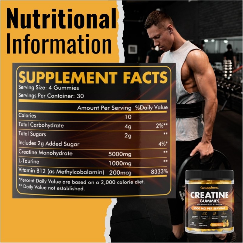 2 x Creatine 120 Gummies Max 5000mg for Men &