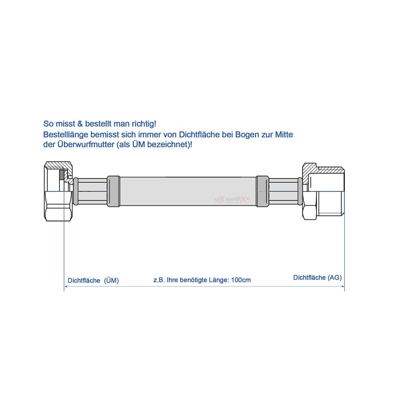SFX® Reinforced Hose 30 cm DN25-1 Inch Nut x 1